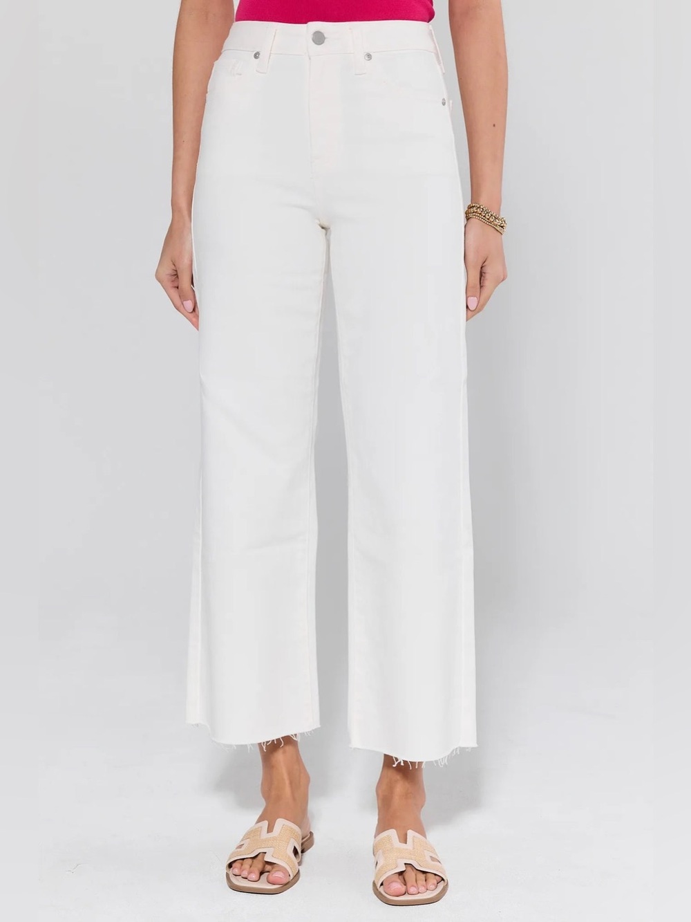 AVARA Just Black Denim Jacie White Wide Leg Jeans 28 NWT